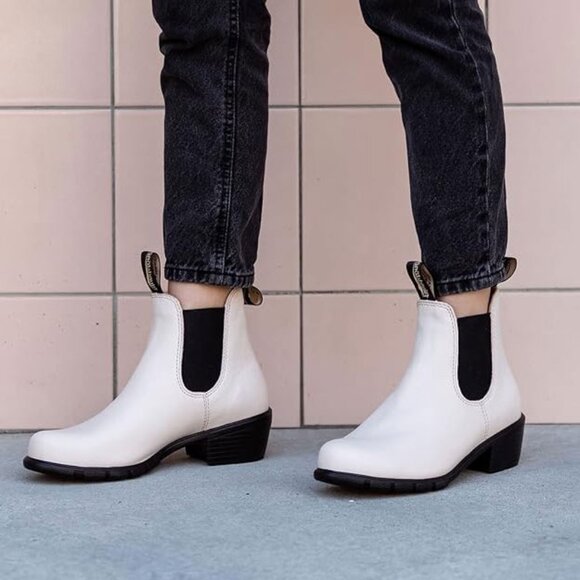 Blundstone Boots BL2160 Heeled Boots Womens Size 7.5 Pearl Leather Chelsea Boots - Picture 1 of 13